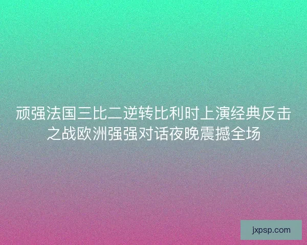 顽强法国三比二逆转比利时上演经典反击之战欧洲强强对话夜晚震撼全场