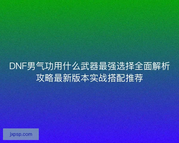 DNF男气功用什么武器最强选择全面解析攻略最新版本实战搭配推荐